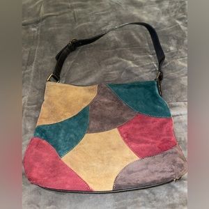 Vintage Suede Patchwork Shoulder Bag